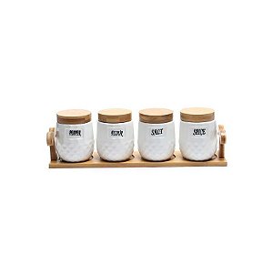 Jogo de Potes de Cerâmica com 4 Peças 10X7 CM