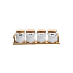 Conjunto de Potes de Cerâmica com 4 Peças 9X6 CM