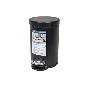 Lixeira de Aço Inox Redonda 3L Preto Fosco