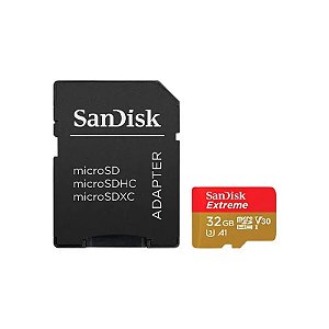 Cartão de Memória Micro SD de 32GB Sandisk Extreme SDSQXAF-032G-GN6AA - Vermelho/Dourado