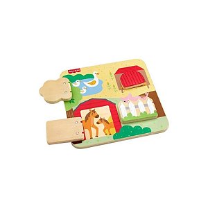 Jogo Didático Tabuleiro de Madeira de Animais de Fazenda