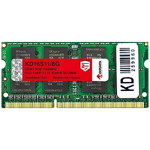Memória para Notebook KeepData DDR3 8GB/1600MHz MEMÓRIA DDR3 KD16S11/8G