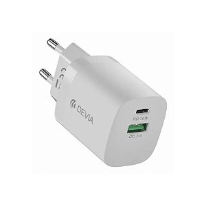 Fonte de Alimentação Devia RLC-537 de 30 W com 2 Portas USB/USB-C - Branca