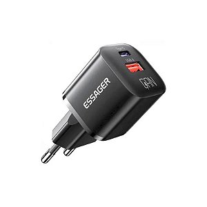 Carregador Fonte Essager ECTAC-HMB01-P USB/USB-C 20W Preto