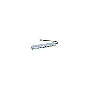Hub USB-C 3.0 Mtek DS-61TC 6 Portas / HDMI / 2 USB / MSD / 2 USB-C Cinza