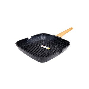 Grelha Quadrada Antiaderente Ucc Life de 24 cm, Preta.