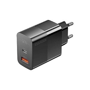 Carregador Fonte Essager ECTAC-PCB02-P USB/USB-C 33W - Preto