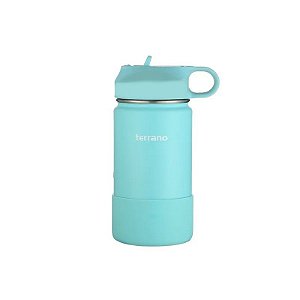 Garrafa Térmica Terrano Kids - 350ML - com Bico + 2 Canudos - Azul Claro