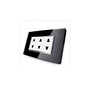 Tomada de Energia Livolo 3 Plugs US Preto VL-C3C3A-82