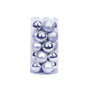 Bola Natal Decorativa com 20 Peças de 10 CM Prateada