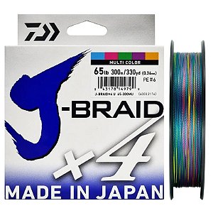 Linha Multifilamento Daiwa J-Braid X4 0.33mm 65LB 300m - Multicor