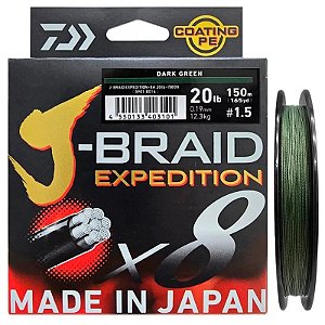 Linha Multifilamento Daiwa J-Braid Expedition X8 0.19mm 20lb 150m
