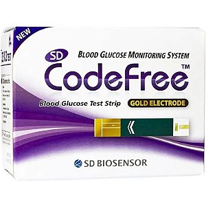 Fita de teste SD Codefree Blood Glucose Gold Electrode 01GS11 - 50 peças