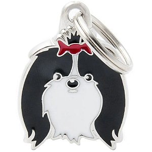 Placa de identificação MyFamily Friends Cachorro Shih Tzu MF16 - Preto/Branco