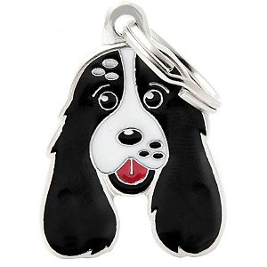 Placa de identificação MyFamily Friends Cachorro Black and White Cocker MF12WHITEBLACK