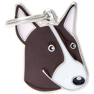 Placa de identificação MyFamily Friends Cachorro Tigrado e Branco Bull Terrier MF21BROWN