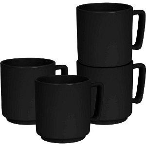 Jogo de Canecas Berlinger Haus Matte Black Collection - BH-10014 (4 peças)