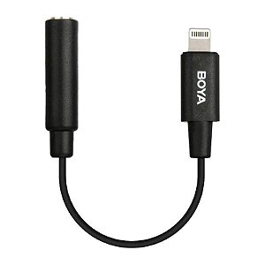 Adaptador Boya BY-K3 para Microfone 3.5MM TRS fêmea para Lightning macho