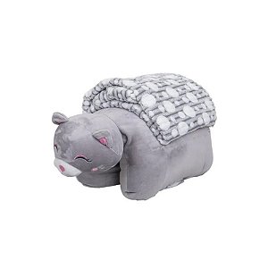 Manta com Almofada de Gato para Bebê 38x48-90x75cm Cinza