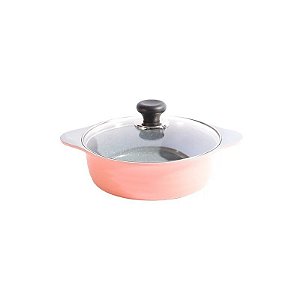 Panela Cerâmica (Cazuela) Ecoramic c/Tampa Rosa 22CM