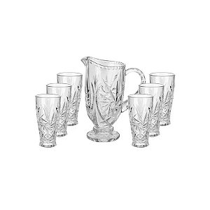 Jogo de Jarra 1,3L de Vidro com 6 Copos 300ML