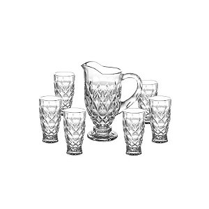 Jogo de Jarra 1,300L de Vidro com 6 Copos 300ML