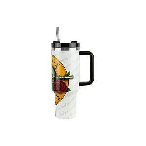 Copo Térmico Weedoo Guns N' Roses - 1,2L - com Canudo - Logo Branco