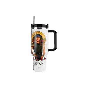 Copo Térmico Weedoo Guns N' Roses - 1.2L - com Canudo - Logo Axl Rose Branco
