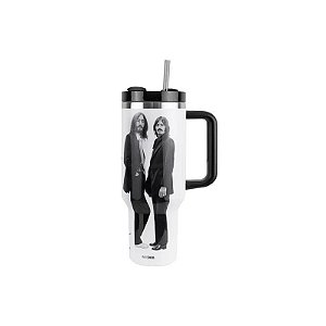 Copo Térmico Weedoo The Beatles - 1.2L - com Canudo - Branco e Preto