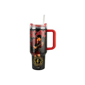Copo Térmico Weedoo Ac/DC Angus Young - 1.2L - com Canudo - Preto e Vermelho