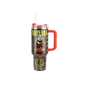 Copo Térmico Weedoo Nirvana - 1.2L - com Canudo - Preto e Vermelho