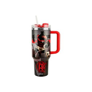 Copo Térmico Weedoo Flamengo - 1.2 L - com Canudo - Vermelho e Preto