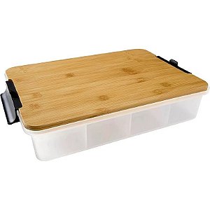 Bandeja com Tampa Bambu 19,8 x 32,2cm Snacklebox Farberware - 5322953EU