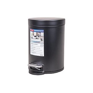 Lixeira Redonda 5L Aço Inox Preto Fosco