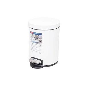 Lixeira Redonda 5L Aço Inox - Branco Opalino