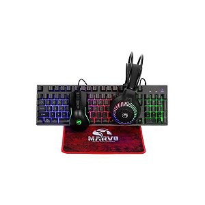 Kit Gamer Marvo Loot 40 CM416 Teclado + Mouse + Headset + Mousepad - Preto