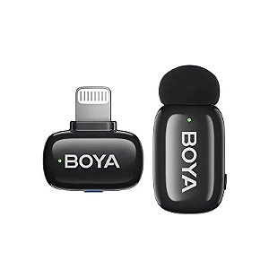Microfone Sem Fio Boya MINI-16 Lightning - Preto/Cinza (1TX+1RX) (Sem Estojo de Carga)