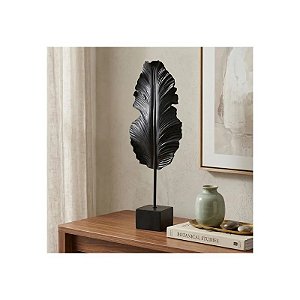 Estátua Decorativa em Forma de Folha 54 CM Preto