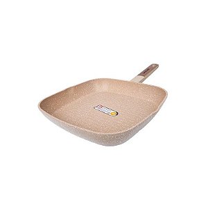 Frigideira Quadrada Grill Ucc Life 28 cm Revestimento de Granito Bege
