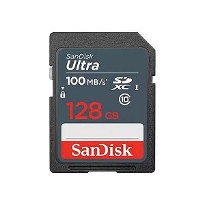 Cartão de Memória Sandisk Ultra, 128GB, SDXC, C10, 100MB/s, SDSDUNR-128G-GN3IN
