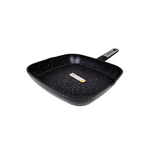 Grelha Quadrada Frigideira Ucc Life 28 CM Revestimento de Granito Preto