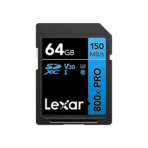 Cartão de Memória Lexar 800XPRO 150 MB/s C10 U3 V30 64GB (LSD0800P064G-BNNNG)