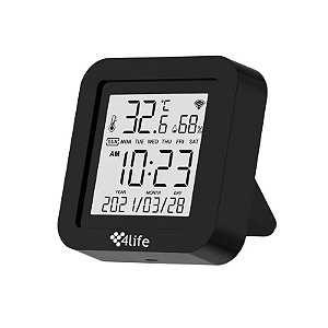 Sensor de Temperatura Ambiente 4LIFE FLHUB09 com Display LCD - Preto