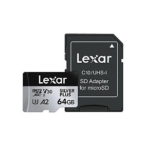 Cartão de Memória Micro SD Lexar Professional Silver Plus 205-100 MB/s C10 64 GB (LMSSIPL064G-Bnang)
