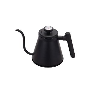 Cafeteira de Aço Inox Bico de Ganso com Termômetro Preta 1,2 L