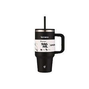 Garrafa Térmica Terrano Spotie Cup - 946ML - com Canudo - Preto