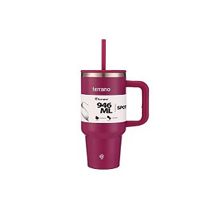 Garrafa Térmica Terrano Spotie Cup - 946ML - com Canudo - Púrpura