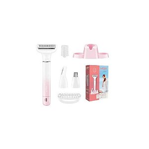 Depilador Elétrico VGR V-611 5W Recarregável Branco com Rosa