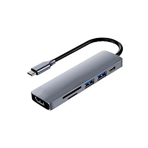 Hub Satélite A-HUBC55 - 6 Portas - USB - Cinza