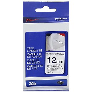 Fita Cassete Brother TZe-FA3 para Rotuladora P-Touch 12mm/3 metros - Azul/Branco